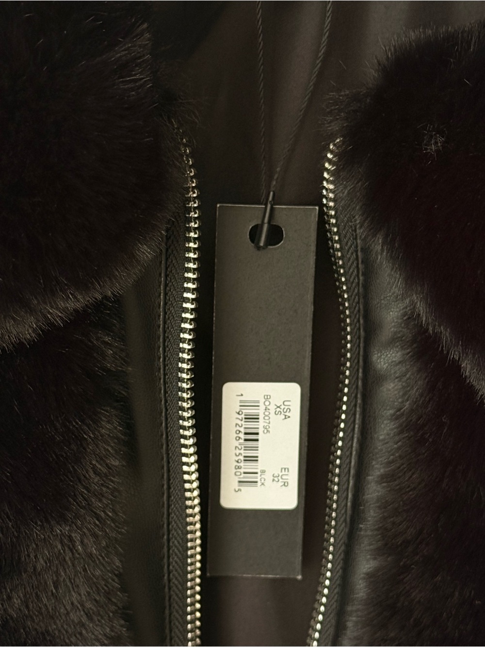 Steve Madden Black Faux Fur Zephrine Bomber Jacket Full Collar & Zip 2 Pocket XS - Picture 10 of 16